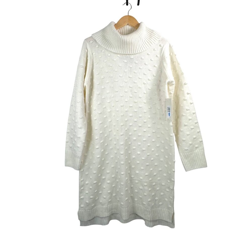 Eliza j Turtle Neck knit pom pom relaxed sweater‎ dress 90s minimalist sz XL